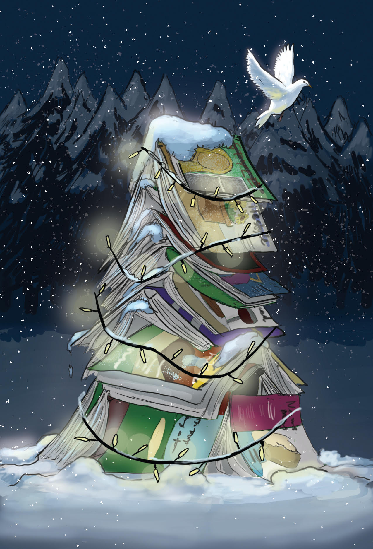 Custom illustration created for clients holiday greeting card
